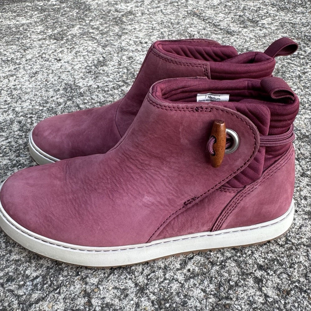 LL Bean Mountainside Toggle Boots Women's 7 M Red Suede‎ Pull On Booties - Picture 4 of 13